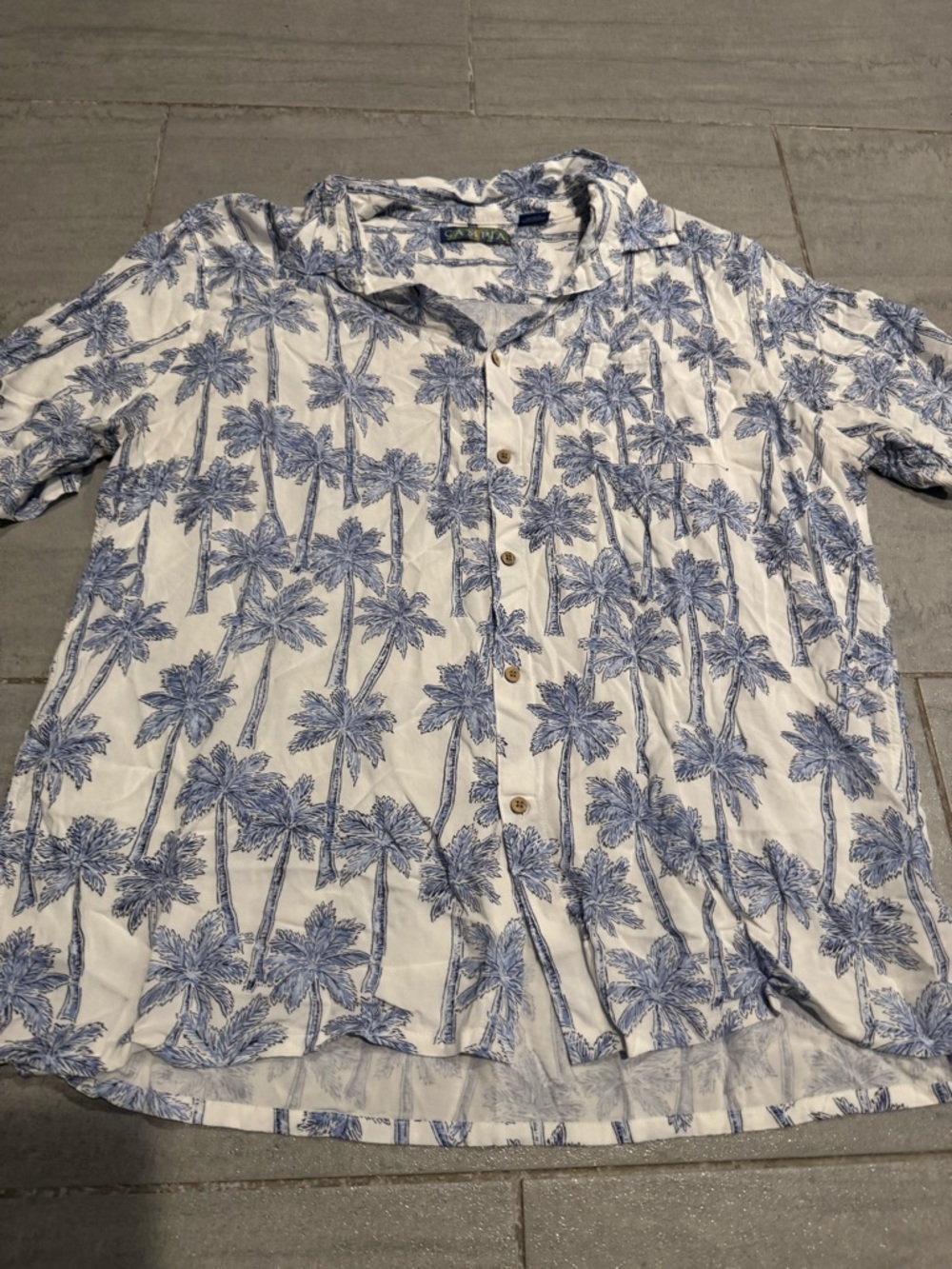Men's Hawaiian Palm Trees Beach Cruise Summer Short Sleeve Button Down Shirt 2XL